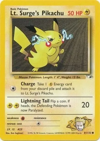 Lt. Surge's Pikachu [Charge | Lightning Tail]