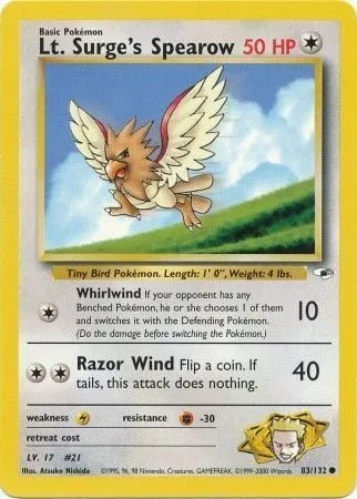 Lt. Surge's Spearow [Whirlwind | Razor Wind]