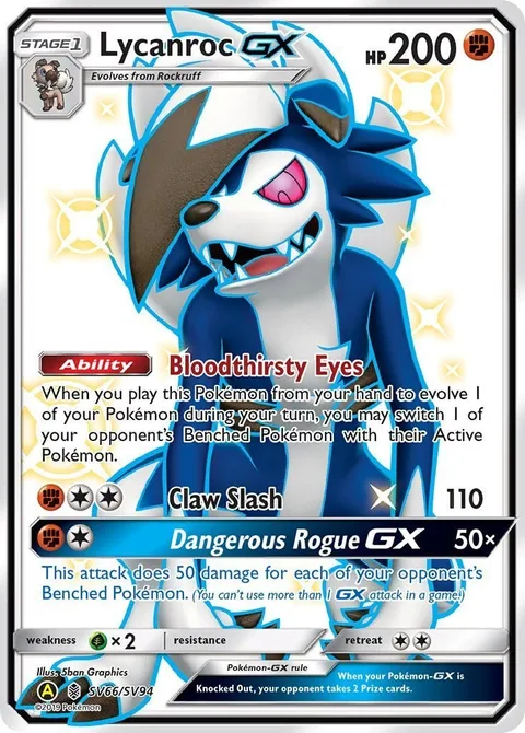 Lycanroc GX [Bloodthirsty Eyes | Claw Slash | Dangerous Rogue GX]