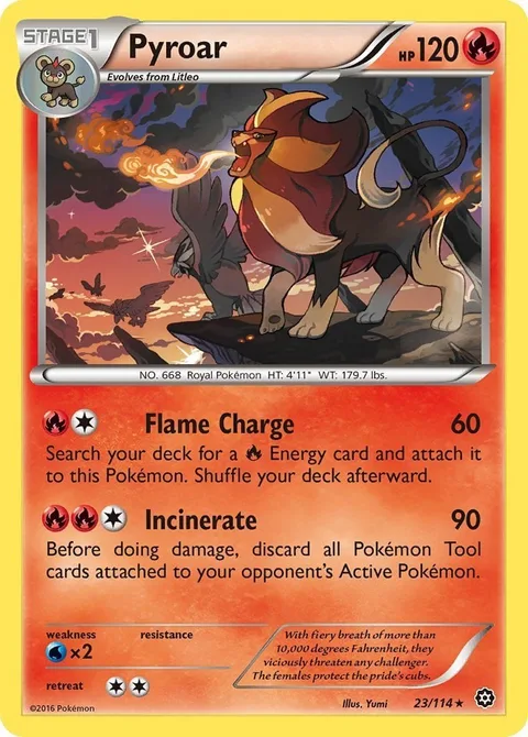 Pyroar [Flame Charge | Incinerate]