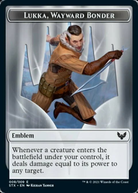 Lukka, Wayward Bonder Emblem // Spirit Token (RW 3/2)