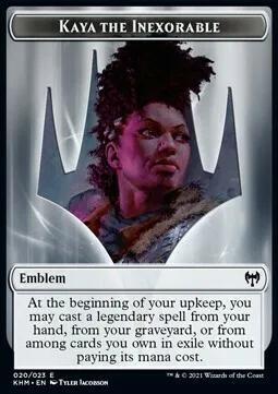 Kaya the Inexorable Emblem // Dwarf Berserker Token (R 2/1)