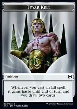 Tyvar Kell Emblem // Elf Warrior Token (G 1/1)