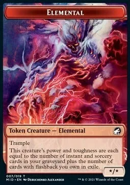 Elemental Token (R */* Trample) // Zombie Token (B 2/2 Decayed)