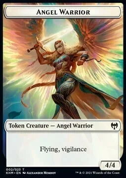 Angel Warrior Token (W 4/4 Vigilance) // Elf Warrior Token (G 1/1)