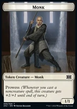 Monk Token (W 1/1 Prowess) // Bear Token (G 4/4)