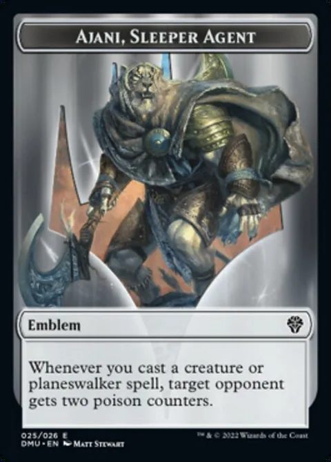 Ajani, Sleeper Agent Emblem // Phyrexian Token (B 2/2)