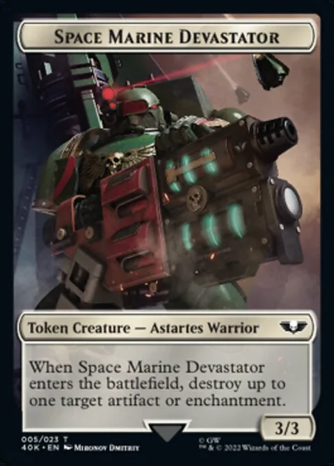 Space Marine Devastator Token (W 3/3) // Soldier Token (W 1/1)