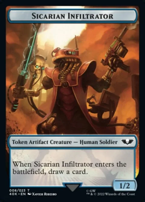 Sicarian Infiltrator Token (U 1/2) // Soldier Token (W 1/1)