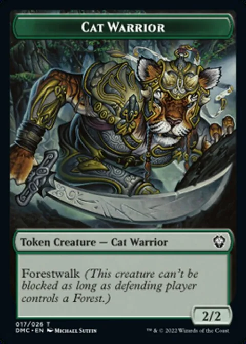 Cat Warrior Token (G 2/2) // Soldier Token (W 1/1)