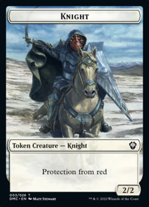 Knight Token (W 2/2 Protection from red) // Bird Token (W 1/1)