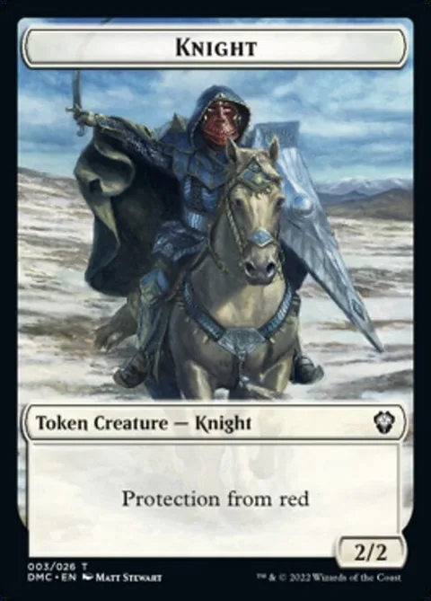 Knight Token (W 2/2 Protection from red) // Phyrexian Token (B 2/2)