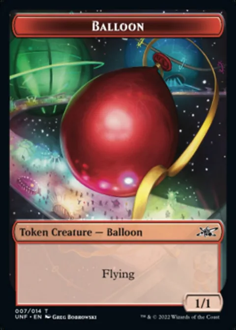 Balloon Token (R 1/1) // Zombie Employee Token (B 2/2)