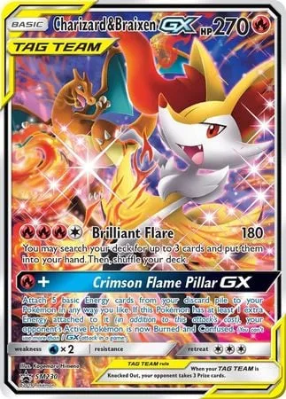 Charizard & Braixen GX [Brilliant Flare | Crimson Flame Pillar GX]