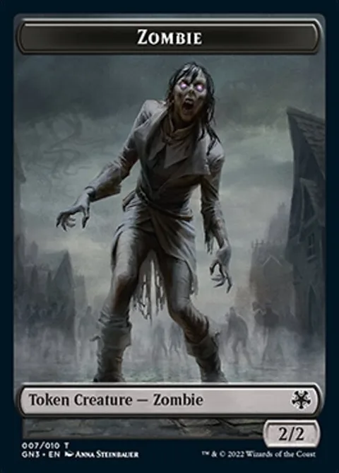 Zombie Token (B 2/2) // Human Soldier Token (W 1/1)