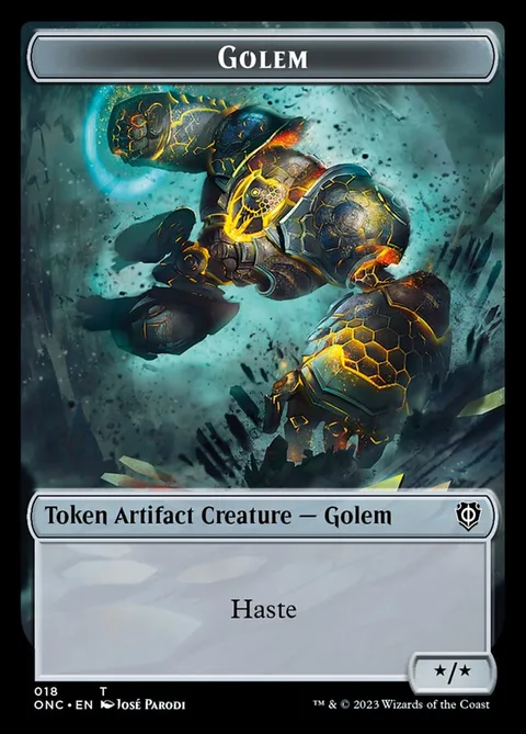 Golem Token (A */* Haste) // The Monarch