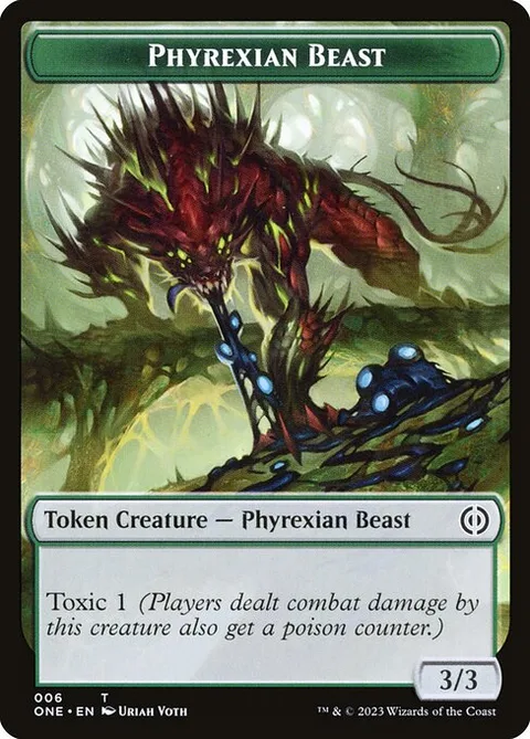 Phyrexian Beast Token (G 3/3) // Rebel Token (R 2/2)