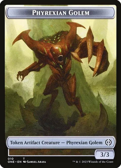 Phyrexian Golem Token (A 3/3) // Rebel Token (R 2/2)