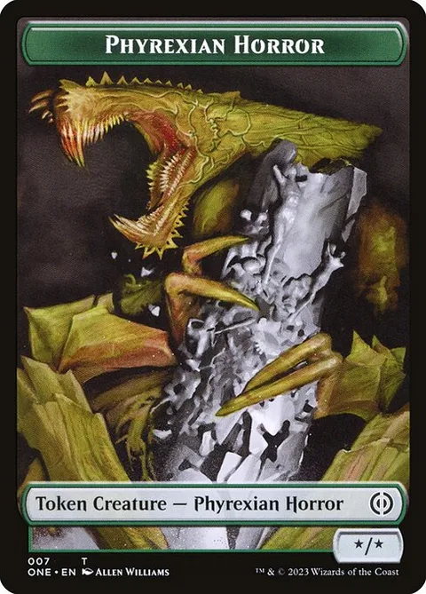Phyrexian Horror Token (G */*) // Rebel Token (R 2/2)