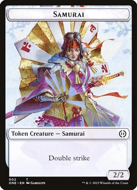 Samurai Token (W 2/2 Double Strike) // Phyrexian Mite Token (A 1/1)