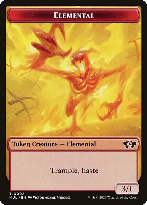 Elemental Token (Red 3/1 Trample, haste)