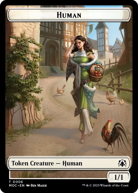 Human Token (W 1/1) // Zombie Knight Token (B 2/2 Menace)