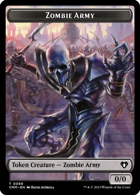 Zombie Army Token (B 0/0) // Human Warrior Token (W 1/1)