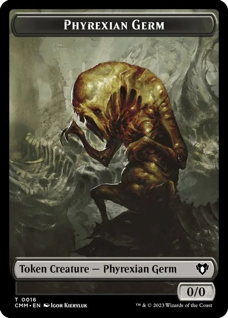 Phyrexian Germ Token (B 0/0) // Human Soldier Token (W 1/1)