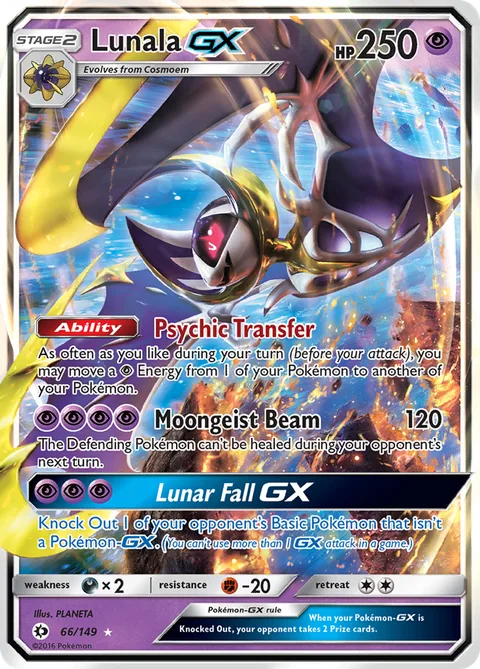 Lunala GX [Psychic Transfer | Moongeist Beam | Lunar Fall GX]