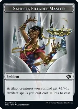 Saheeli, Filigree Master Emblem // Powerstone Token