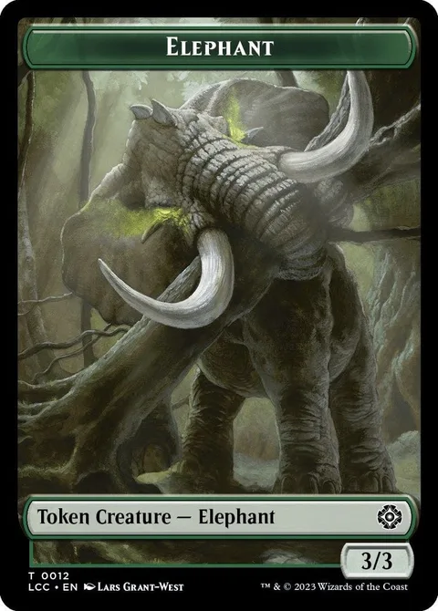 Elephant Token (G 3/3) // Dinosaur Token (G 3/3 Trample)