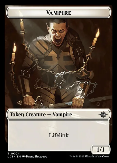 Vampire Token (W 1/1 Lifelink) // Dinosaur Token (G 3/3)
