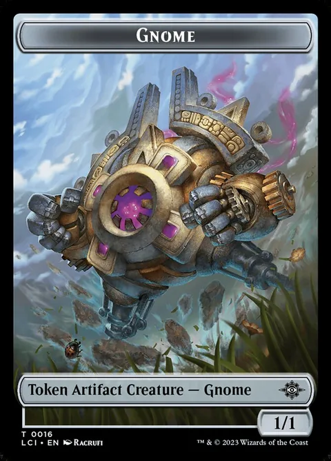 Gnome Token (A 1/1) // Dinosaur Token (G 3/3 Trample)