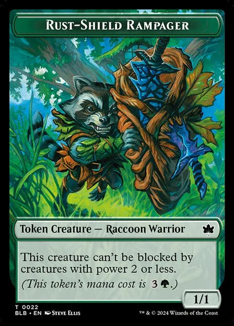 Rust-Shield Rampager Token (Green 1/1)