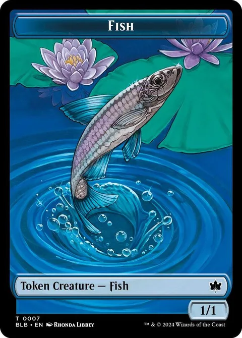 Fish Token (U 1/1) // Iridescent Vinelasher Token (B 1/1)