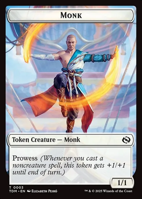 Monk Token (W 1/1 Prowess) // Elemental Token (UR 4/4)