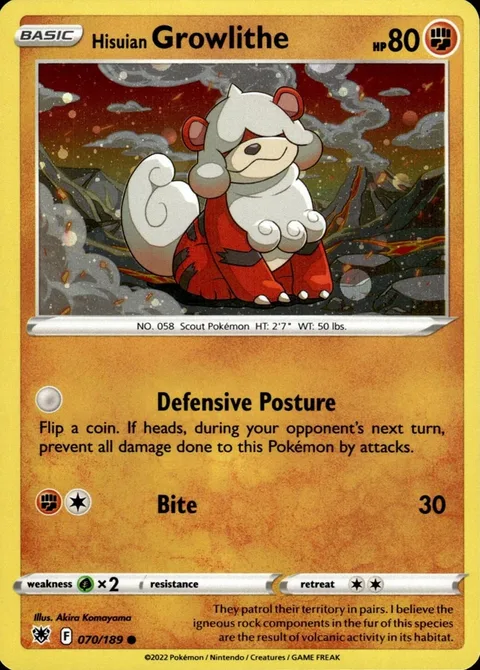 Hisuian Growlithe [Defensive Posture | Bite]
