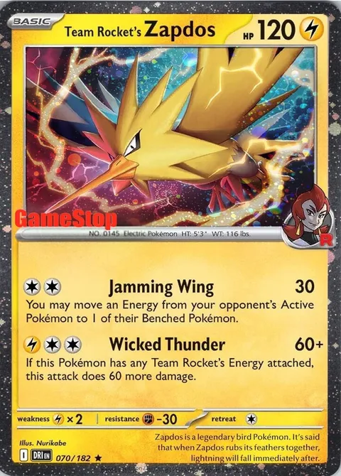 Team Rocket's Zapdos [Jamming Wing | Wicked Thunder]