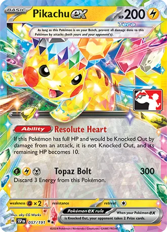 Pikachu ex [Resolute Heart | Topaz Bolt]