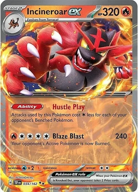 Incineroar ex [Hustle Play | Blaze Blast]