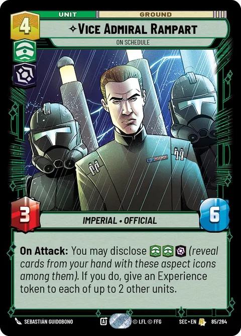 Vice Admiral Rampart, On Schedule