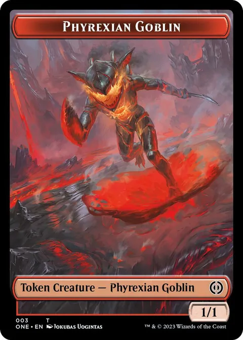 Phyrexian Goblin Token (R 1/1) // Phyrexian Horror Token (G */*)