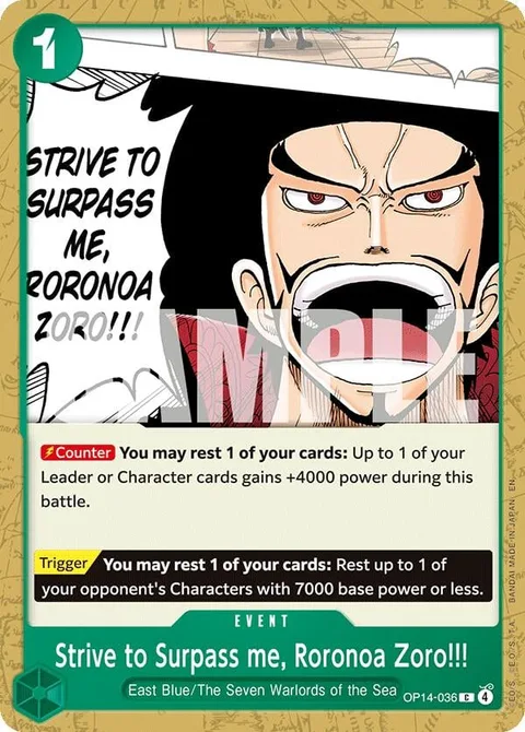 Strive to Surpass me, Roronoa Zoro!!! (OP14-036)
