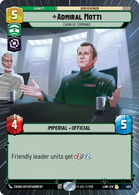 Admiral Motti, Chain of Command