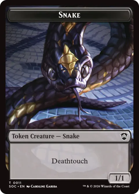 Snake Token (B 1/1) // Zombie Token (B 2/2 Decayed)