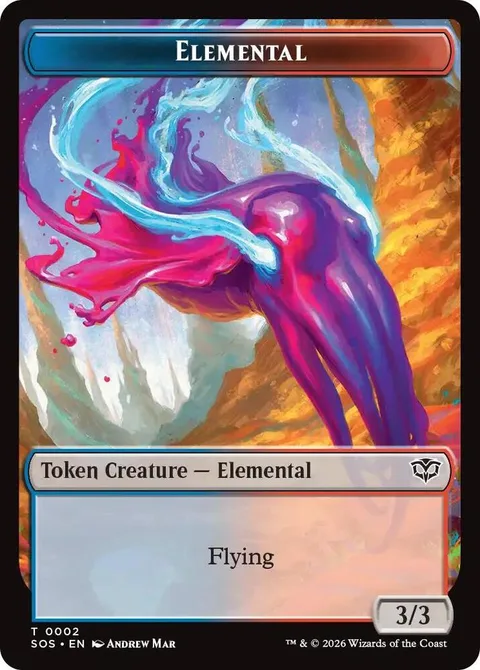 Elemental Token (UR 3/3) // Fractal Token (GU 0/0)