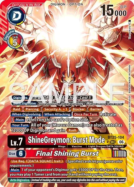 ShineGreymon: Burst Mode / Final Shining Burst (BT25-104)