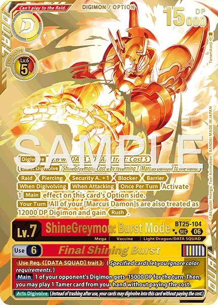 ShineGreymon: Burst Mode / Final Shining Burst (BT25-104)