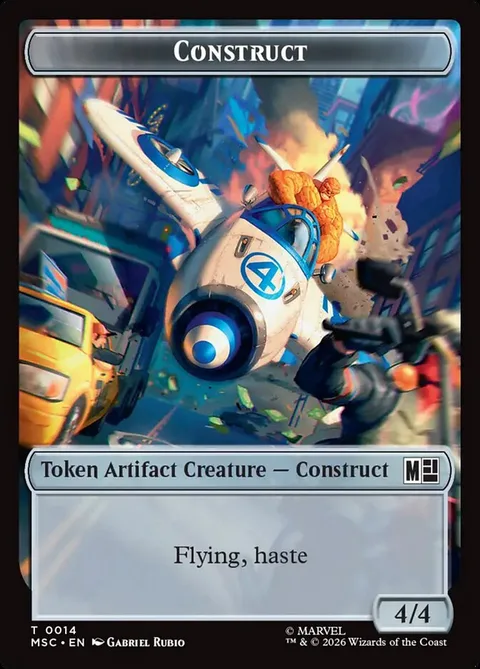Construct Token (A 4/4 Flying, haste) // Treasure Token