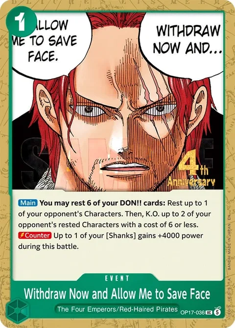 Withdraw Now and Allow Me to Save Face (OP17-036)